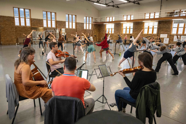 Attacca Quartet plays in a University of Iowa Department of Dance class