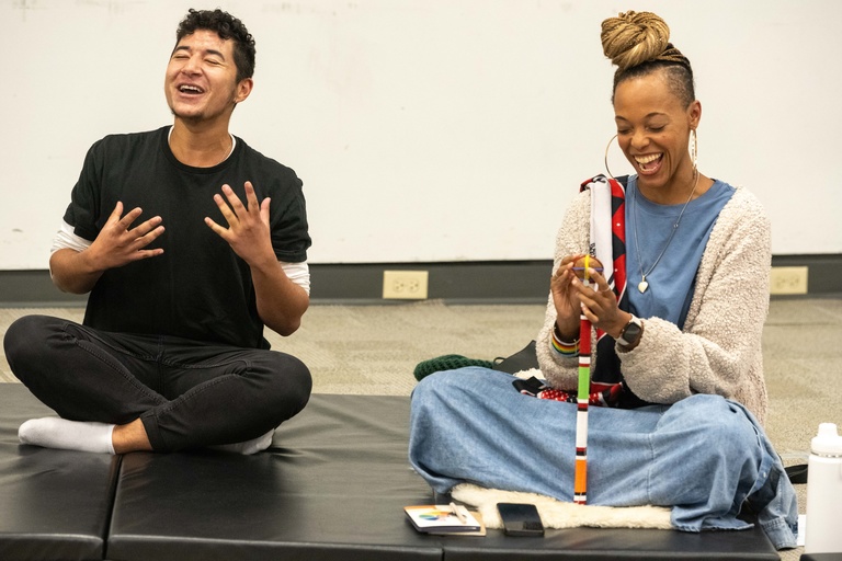Jillian Walker of The TEAM in a class with UI Theatre Arts students