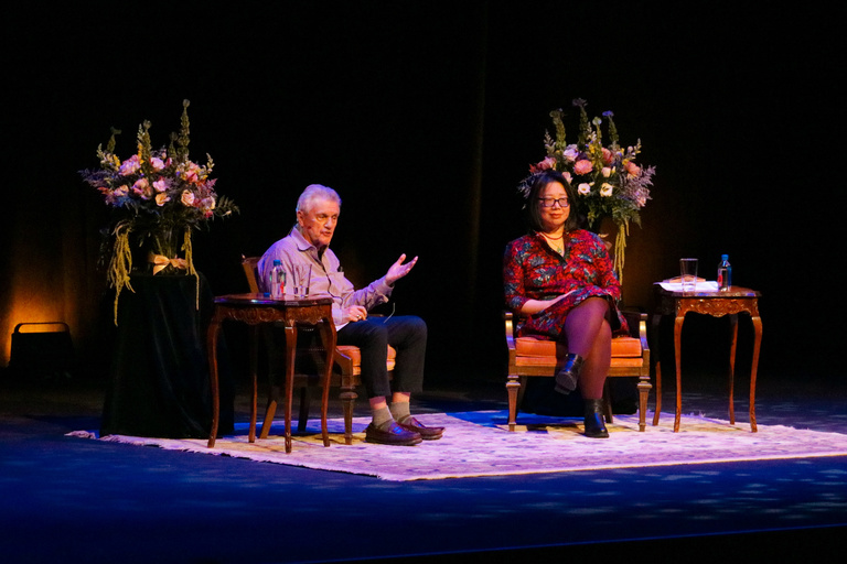 UI alumni John Irving in conversation with the Iowa Writers' Workshop's Lan Samantha Chang as part of Infinite Dream, October 13, 2023